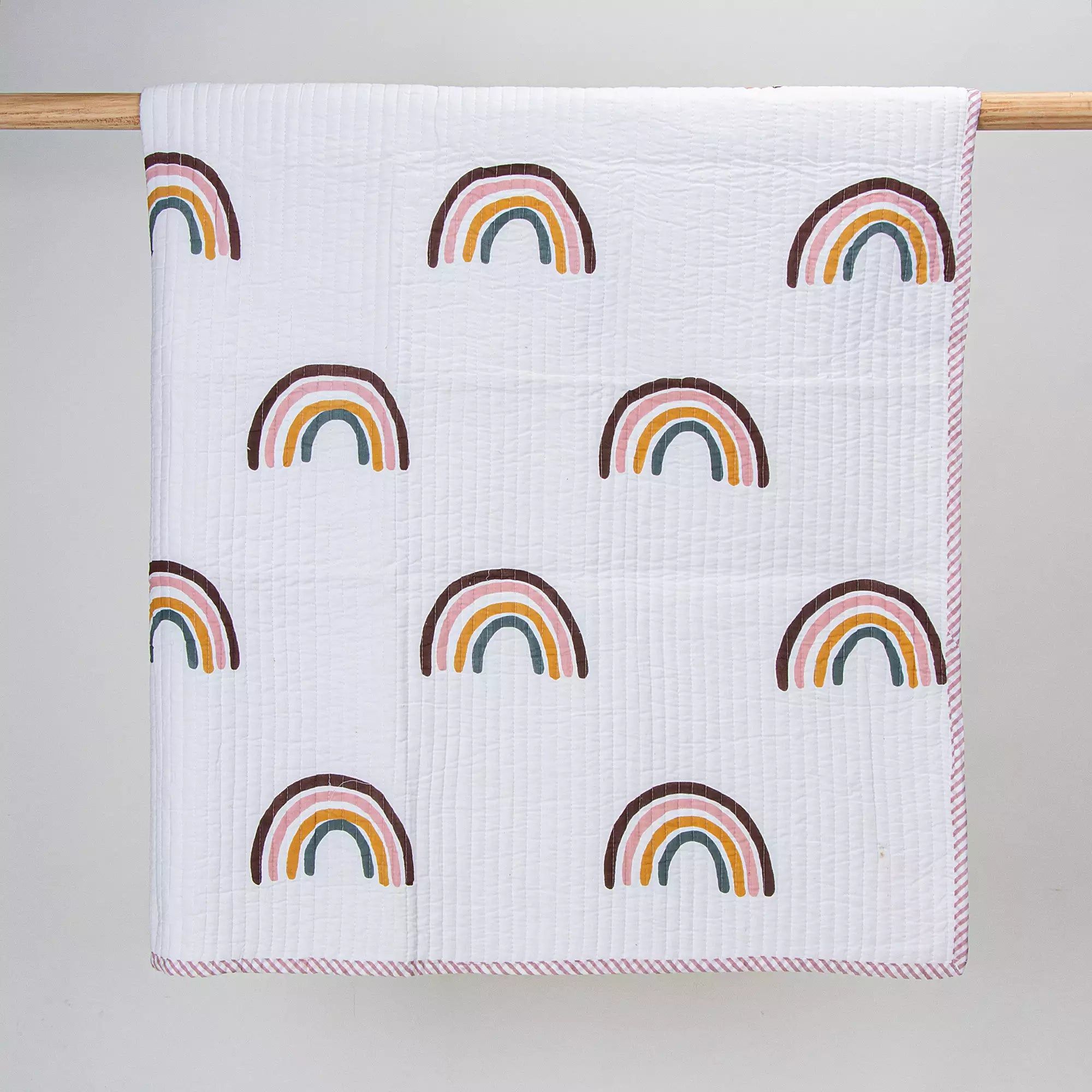 Newborn Machine Reversible Rainbow Cotton Blankets 100